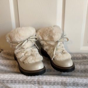Winter white furry boots